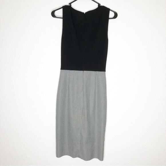 WHBM black twisted collar houndstooth skirt sleeveless sheath dress size 2 NWT - Picture 2 of 15